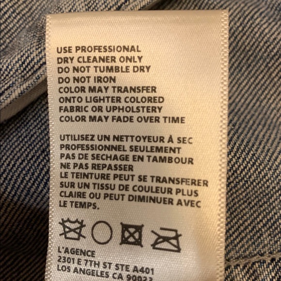 L’AGENCE denim jacket trimmed w/ real rabbit fur - Picture 6 of 6